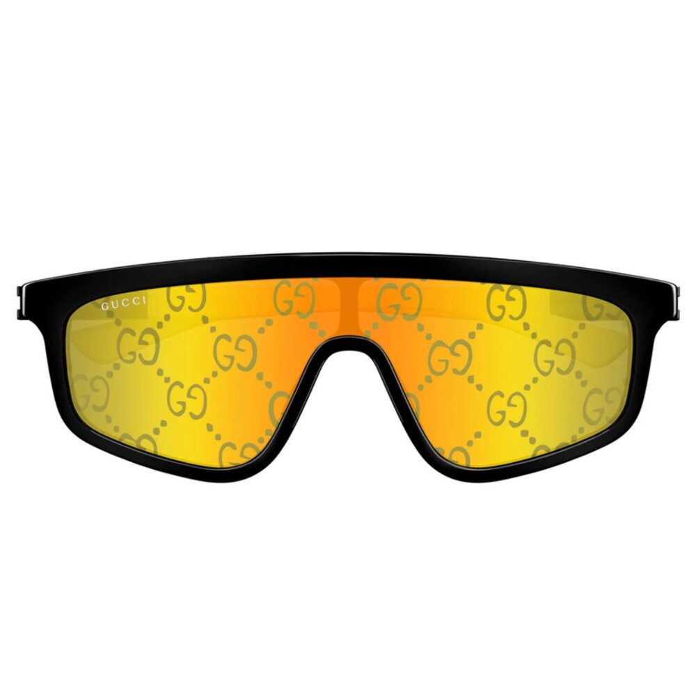 NEW GUCCI SHIELD UNISEX SUNGLASSES GUCCI, YELLOW EYEWEAR GUCCI - Picture 2 of 3